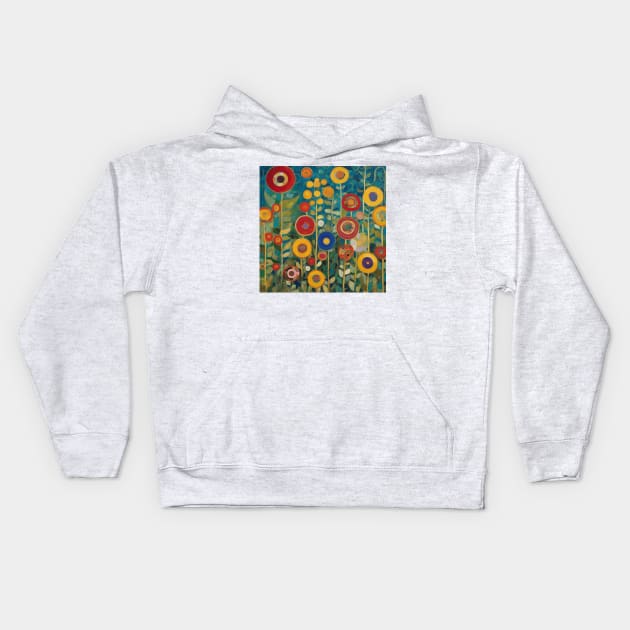 Colorful Abstract Flower Garden After Klimt Kids Hoodie by bragova